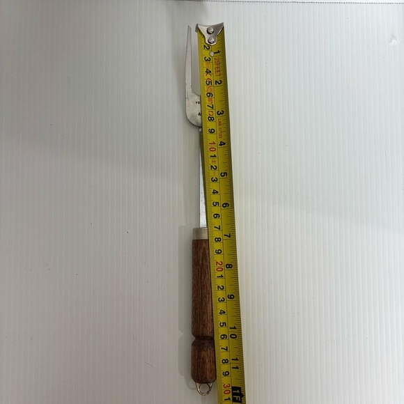 Vintage Bonny 2 Prong Meat Utility Turning Fork 12” Wooden Handle USA - Picture 5 of 6